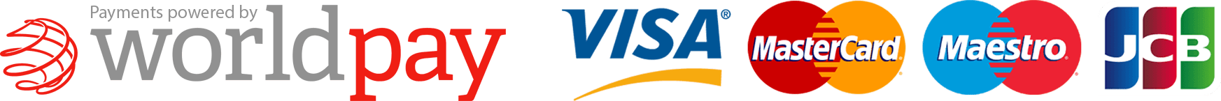 WorldPay Payments accepted with Visa, MasterCard, Maestro and JCB